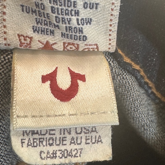 True Religion Jeans Womens Size 31 Blue Dark Wash Straight Leg Low Rise - Picture 3 of 10